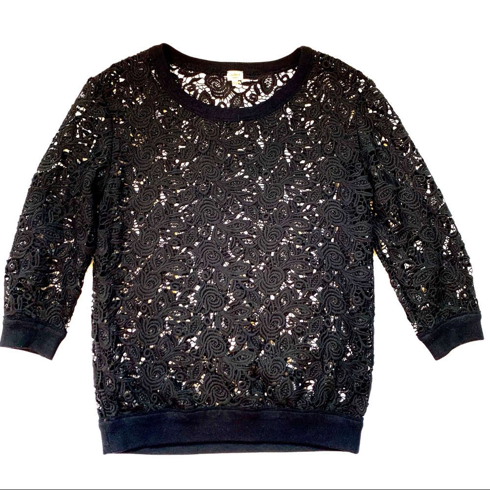 Aritzia Wilfred Black Lace Sweatshirt